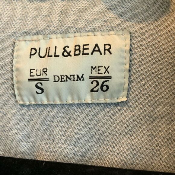 Pull & Bear Cotton Distressed Light Denim Jean Jacket  - Small - Picture 3 of 8